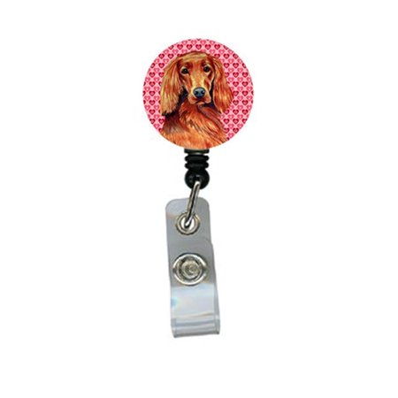 TEACHERS AID Irish Setter Valentines Love and Hearts Retractable Badge Reel or ID Holder with Clip TE235452